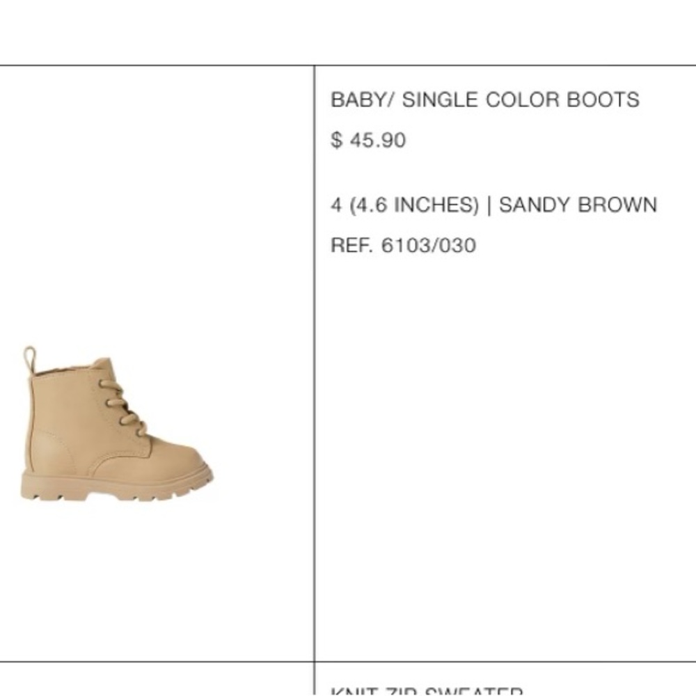 Zara Baby Boot Sandy Brown
